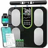 Körperfettwaage Personenwaage Digital 8-Elektroden Bluetooth App Smart Körperanalysewaage, 58 Körperdaten Fett, Muskel, Protein, BMI, BMR, Großes Display, Gehärtetes Glas, 180kg/400lbs, 24 Benutzer