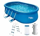 Summer Waves Quick Up Pool Komplettset | Oval 457x305x107 cm Blau | Aufstellpool Set | Gartenpool & Schwimmbecken inkl. Filterpumpe, Leiter, Bodenvlies & Abdeckplane