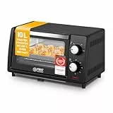 TZS First Austria - Minibackofen 10L 800W - Mini Backofen stufenlose Temperaturregelung bis 230°C - Miniofen 60 Min. Timer, 2 Einschubhöhen, Backblech & Grillrost - Für kleine Küchen & Camping