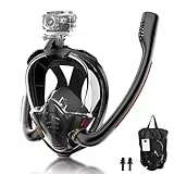 Schnorchelmaske für Erwachsene, Tauchmaske - CO2 Sichere Schnorchelset Erwachsene, Doppelrohr-Tauchermaske Vollgesichtsmaske mit Sportkamerahalterung (Schwarz, L/XL)