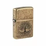 Feuerzeug von Zippo mit Motiv: Baum des Lebens – antikes Messing