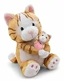 NICI Kuscheltier Katze 20cm mit Katzenkind 6cm - braun - Stofftier aus weichem Plüsch, niedliches Plüschtier zum Kuscheln und Spielen, für Kinder & Erwachsene, tolle Geschenkidee - 62843