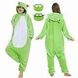 JONRRYIN Onesie Pyjama Damen Herren, Tierkostüm Erwachsene, Unisex Tier Kostüm Pyjama, Pyjama Animal Costume Schlafanzug Jumpsuit (DE/NL/SE/PL, Alphanumerisch, XL, Regular, Regular, Grün)
