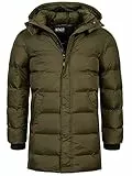 Indicode Herren Leugene Herrenmantel mit verdeckter Knopfleiste | Wintermantel für Männer Army, XXL