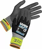 uvex phynomic XG, 3 Paar - Montagehandschuh, Schutzhandschuh, Arbeitshandschuh - extra grip, wiederstandsfähig & feinfühlig - schwarz, grau - Größe 10/XL