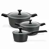GSW 167772 Kochtopf-Set Easy Click 6-tlg, Aluminium, Kunststoff, Glas, Silikon, schwarz