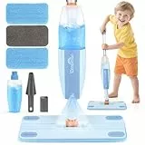 Dreamon Putzset für Kinder – Wischmopp mit Sprühfunktion mit echtem Wassersprüher & 3 waschbaren Pads – Montessori Spielzeug ab 3 Jahre – Ideal Für Rollenspiel & Geburtstag, Blau