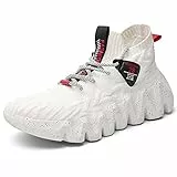 XIDISO Herren-Sneakers, hohe Schnürung, legere Wanderschuhe, Weiß (weiß 2), 44.5 EU