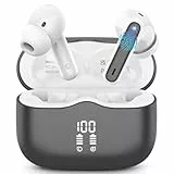 Kopfhörer Kabellos Bluetooth 5.4, Bluetooth Kopfhörer mit 4 ENC Lärmreduzierung Mics, 40Std In Ear Kopfhörer Bluetooth Tiefer Bass LED-Anzeige IP7 Wasserdicht Sport Ohrhörer USB-C Touch Control Grau