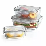 GOURMETmaxx Glas-Frischhaltedosen Klick-it 3er Set | Als Brotdose oder für Meal Prep | Spülmaschinen- Mikrowellen- und Gefrierschrankgeeignet | Aufbewahrungsbox mit Deckel