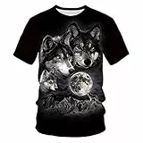 3D T-Shirts Für Herren Ashion Herren Tops Wolf 3D Print T-Shirt Cooles Lustiges T-Shirt Kurzarm Tops T-Shirt-XXL