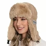 Gajaous Winter Trapper Hut mit Winddichten Ohrklappen, Damen Herren Kunstfell Bomber Hut, Thermo Fliegerhut für Outdoor Skifahren Jagd