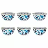 BUTLERS 6er Set Dessertschale 240ml ORNAMENTS Porzellan Geschirr & Dekoschale | kleine Schalen für Beilagen, Vorspeisen, Snacks| Modern gemustert mit Farbakzent | Mikrowellen- & spülmaschinenfest