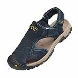 OutPro Herren-Ledersandalen - Wasserdicht Angeln Sportsandalen für Sommer Outdoor Strand Sport Bergsteigen Wandern,Blau 42