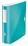Leitz Qualitäts-Ordner 180° Active WOW, A4, Breit, Abgerundeter Rücken, 8,2 cm breit, Gummibandverschluss, Leichtes Polyfoam, Plastik-Ordner, WOW Serie, Eisblau, 11060051