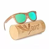 Ynport Bambus-Sonnenbrille für Herren/Damen, klassisches Design, mit Holz beschichtet, Vintage-Stil, Floating Eyewear