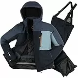 Killtec Jungen Skianzug Größe 152 wasserdicht 10.000 mm Wassersäule - Skijacke dunkelblau schwarz, Skihose schwarz