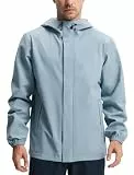 Libin Regenjacke Herren Wasserdicht Atmungsaktiv Leichte Outdoorjacke Regenmantel Windbreaker Windjacke Mit Kapuze 4 Taschen Freizeitjacke für Wandern Golf Radfahren Laufen Outdoor, Hellblau XL