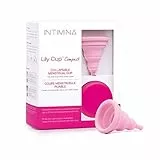 INTIMINA Lily Cup Compact Größe A – Zusammenklappbare Menstruationstasse mit kompaktem Flachfaltdesign, wiederverwendbarer Menstruationsschutz für überall, Menstrual Cup