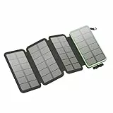 FEELLE Solar Powerbank 25000mAh, Solar Ladegerät mit Dual 3,0A USB-Ausgang & 4 Faltbaren Solarpanel Externes Akkupack Power Bank für Smartphone, Tablet, Campen und mehr (Grün)