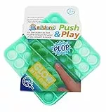 alldoro 63069 - Push & Play Silikon Fidget Spielzeug ca. 12 cm eckig, Pop it Anti Stress Fingerspielzeug, Bubble Push Toy für Stressabbau, für Kinder und Erwachsene, Glow in The Dark Grün
