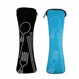 Visxcnu 2er-Pack Utensilientaschen zum Tragen, bunte Utensilientaschen mit Reißverschlüssen, Utensilientaschen, tragbare Utensilientaschen, Besteck, waschbar, Schule, Picknick, Utensilientaschen