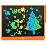 LEYAOYAO LCD Schreibtablett, 16-Zoll zeichentablett, farbenfrohes Zeichentafeln für Kinder, Auto-Reise-Schulspiele, 3-8 Geburtstagsgeschenk für Mädchen und Jungen(Orange)