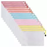 15 Pack Dokumententasche A5, ipow Reißverschlussbeutel Mesh Taschen Set Zipper Beutel für Datei, Papier, Dokumente, Kosmetika und Reiseutensilien