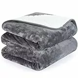 PETTOM Fleece Hundedecke wasserdichte Haustierdecken, weicher Plüschüberwurf für Katzen Welpen Schützt Couch, Stühle, Auto oder Bett vor Verschütten, Flecken - Maschine waschbar, 152 x 127 cm,Grau