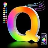 LED Buchstaben Lichter Alphabet, Led Leuchtbuchstabe Farblich Veränderbar mit USB-Netzteil, APP-Kontrolle, Dimmbar, Dekoration für Geburtstag Weihnachten Hochzeit Party Valentinstag - Buchstaben Q