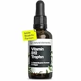 natural elements Vitamin B12 Tropfen – 50ml – 500µg B12 pro Tropfen – Jahresvorrat – 2 Aktivformen (Methyl- & Adenosylcobalamin) – vegan, ohne Alkohol – in Deutschland sorgfältig laborgeprüft