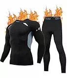 FORVEVO Thermounterwäsche Herren,Winter Warme Skiunterwäsche,Unterwäsche Set,Funktionswäsche Thermounterhemd Thermounterhose mit Warm Weich für Männer(Schwarz,XL)