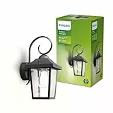 Philips Buzzard Wandleuchten für den Außenbereich, E27-Fassung, wasserfest, schwarz, IP44 wetterfest, 17.50 x 13.00 x 29.00 cm