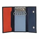DUDU Klassische mehrfarbige Schlüsselmappe in Leder mit 6 Haken Navy