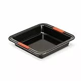 LE CREUSET Antihaft Backform, Quadratisch, 23 x 23 x 5 cm, Sauerteigbeständig, Aus Karbonstahl gefertigt, Anthrazit/Orange,46102230010000