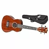 VOLT Ukulele Riva, Größe: Tenor, massive Decke Mahagoni, Griffbrett: Palisander, edle Hochglanzlackierung, Verzierungen aus Perlmutt, Länge: ca. 660 mm, mit Gurtknöpfen, inkl. gefütterte Tasche