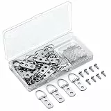 Uniclife 30 Teilige D-Ring Bildaufhänger mit Schrauben 18 KG Tragfähigkeit Hochleistungs-Bildaufhängung Doppelloch-Bildhaken D-Ringe für Bilderrahmen D-Haken für Gemälde Spiegel Uhren