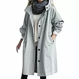 Fulidngzg Mantel Frühling Damen Oversize mit Kapuze Übergangsmantel Frühlingsmantel Vintage Lang Trenchcoat Damenmantel Beige Übergang Jacke Sommermantel Frühling Elegant Frühjahrsjacke Trench Coat