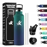 KollyKolla Thermosflasche 750ml, Trinkflasche mit Strohhalm, BPA-Frei, Kohlensäure Geeignet, Auslaufsicher Doppelwandig Thermoskanne, für Fitness, Laufen, Büro, Kinder, Erwachsene, Fahrrad, Gym