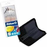 Pelikan 700405 Pinsel Starter-Set mit 5 Haar- und 5 Borstenpinseln (10 Pinsel + Tasche)