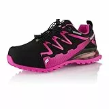 Fusskleidung® Damen Herren Wanderschuhe wasserdichte Trail Running Trekkingschuhe Schwarz Pink EU 39