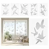 Naler 21 Stück UV-reflektierende Vogelschutzaufkleber für Fenster, Statisch Haftende Fensterbilder gegen Vogelschlag, Milchglas-Design Kolibri Aufkleber für Glasschiebetüren & Fenster, 6 Bögen