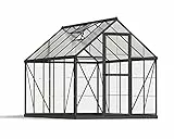 Palram Aluminium GewächsHaus Gartenhaus Hybrid 6x10 anthrazit /310x185x209 cm (LxBxH),Grau