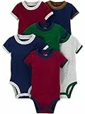 Simple Joys by Carter's Baby Jungen Kurzärmeliger Body, 6er-Pack, Burgunderrot/Grün/Marineblau, 3-6 Monate
