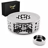 heimzeit Stövchen für Teekannen und Kaffeekannen aus hochwertigem Edelstahl [Ø 15 cm, Silber] Teewärmer mit Teelichthalter im stilvollen Design, Teestövchen kratzfrei und für alle Größen