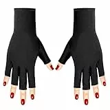 XREE 1 Paar UV Handschuhe Nägel, 20 x 8 cm Fingerlose Handschuhen Damen Geschenke Muttertag für Frauen Maniküre Handschuhe Anti-UV Schutz für Radfahren Autofahren Angeln Fitness (Schwarz)