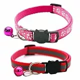 HepplLy 2-Pack Katzenhalsbänder Quick Release Reflective Kitten Halsband mit Glocke (Dunkelrosa)