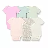 Amazon Essentials Unisex Baby Kurzärmelige Bodys, 6er-Pack, Floral/Rosa, 0-3 Monate
