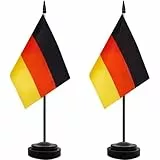 YESAH 2er Set Tischflagge Deutschland für WM 2026 Büro Home Deko,14x21cm,Deutsche Tischflaggen mit Kunststoffstange und Sockel,Reißfestes Polyester,Fußball Feier Haushalt Handel Deko