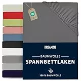 Dreamzie - Spannbettlaken 160x200cm - Baumwolle Oeko Tex Zertifiziert - Anthrazitgrau - 100% Jersey Spannbetttuch 160x200